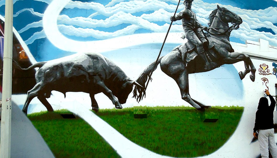 Mural da Cidade Vila Franca de Xira – Estátua do touro e do campino